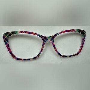 Pair Eyewear toppers Berry Plaid for Wanda frame.